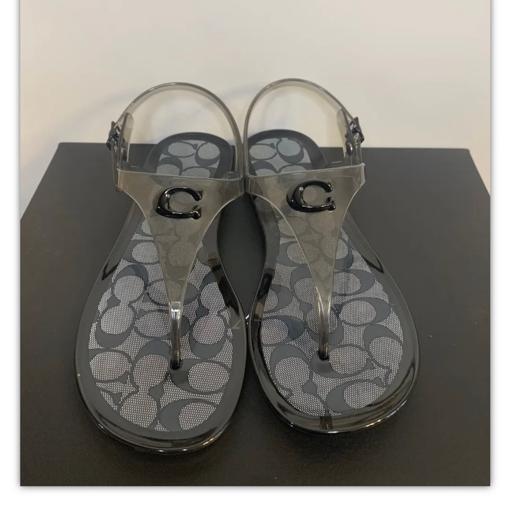 Coach Natalee Black Jelly Sandals Gem